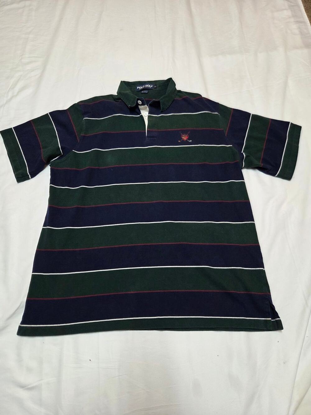 Polo by Ralph Lauren Green & Navy Striped Rugby Polo